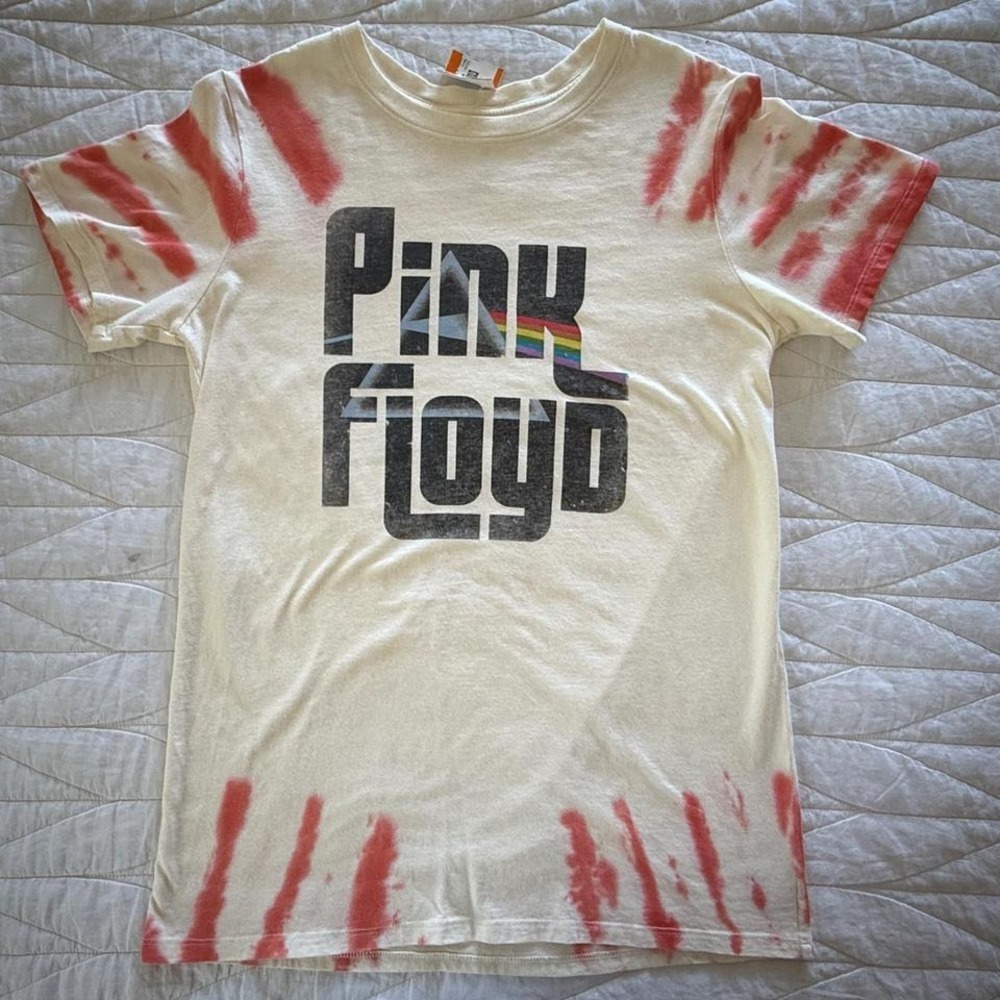 Pink Floyd Graphic T-Shirt Mens Medium Cream Excellent Tie Dye Rock‎ Band Tee